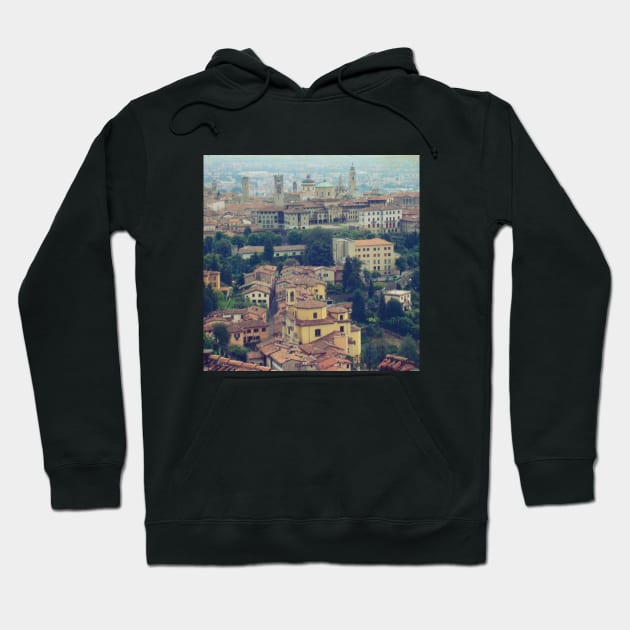 View from the top of the mountain Italy sightseeing trip photography from city scape Milano Bergamo Lecco Hoodie by BoogieCreates